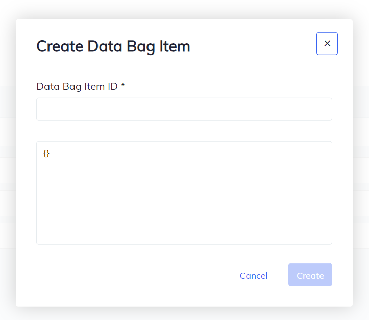 Create Data Bag Item Dialog Box