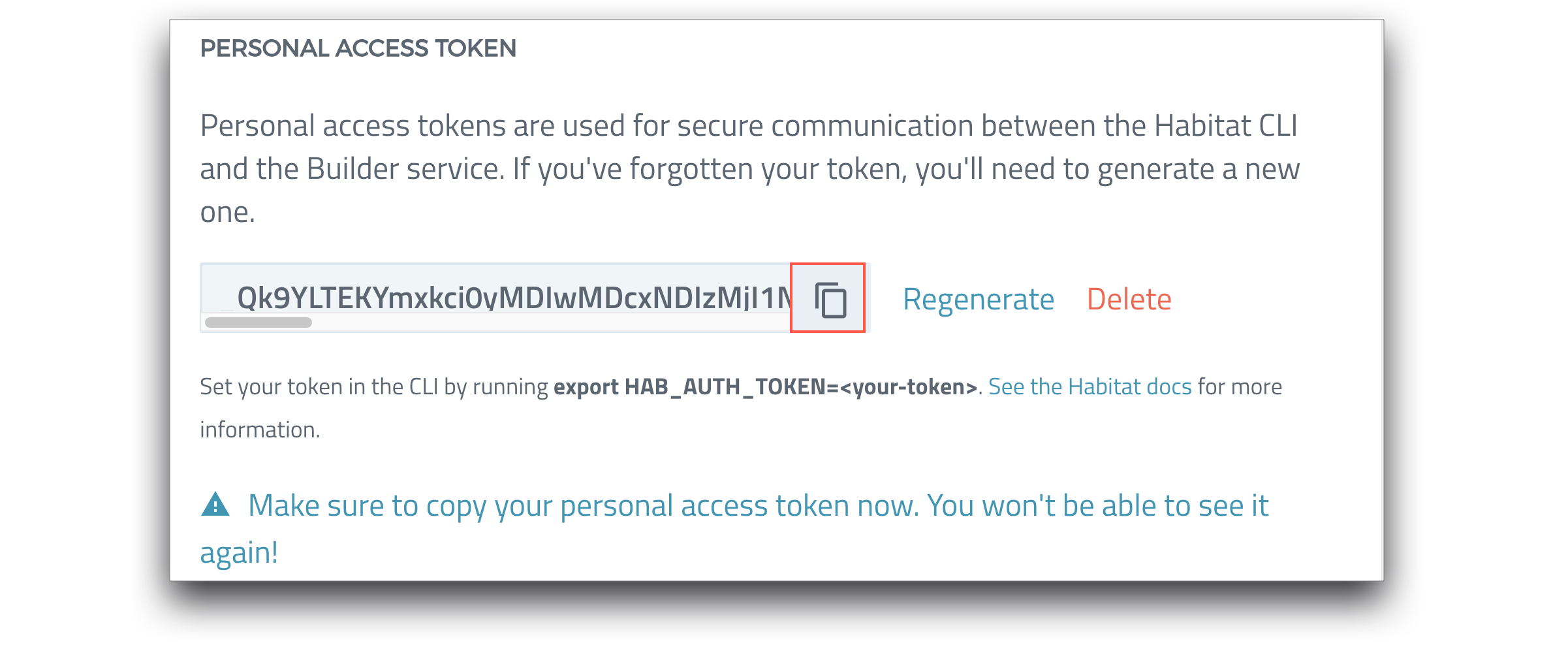 Copy your personal access token